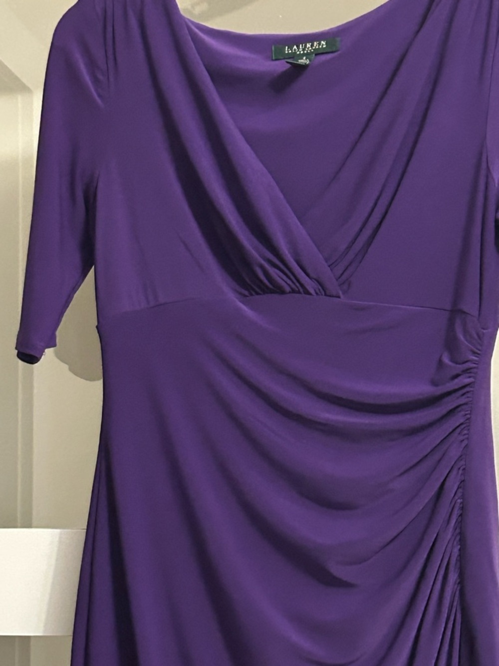Lauren Ralph Lauren Purple Draped Wrap-Front Dress